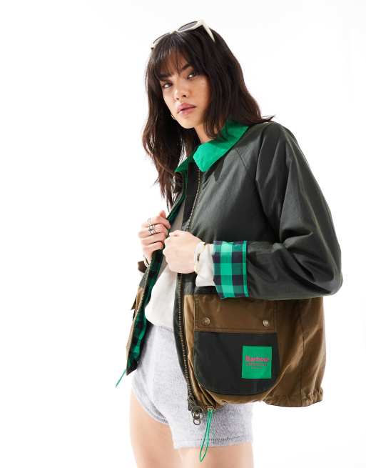  Barbour x ASOS Hayley patchwork wax jacket in forest green