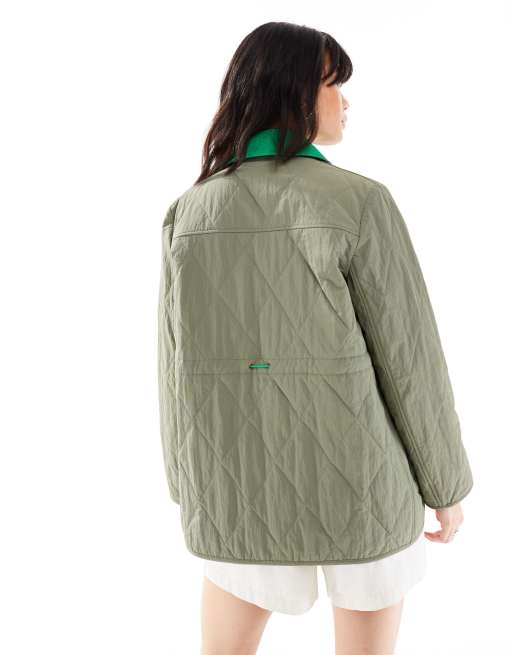 Barbour x ASOS Kaz quilted jacket in dusty olive, 3 of 4