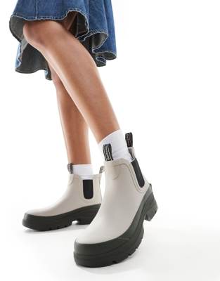 x ASOS Midhurst chunky rain boots in mist-Neutral