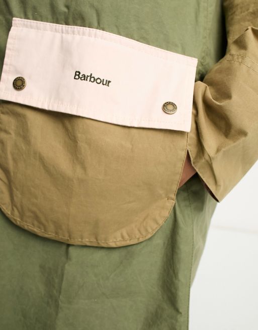 Barbour x ASOS Modern Beacon showerproof maxi overcoat in colourblock