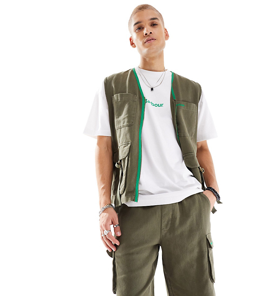 Barbour x ASOS Peel cargo shorts in khaki-Green