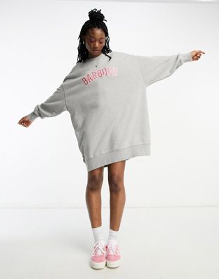 Barbour x ASOS varsity oversized sweatshirt dress in grey - ASOS Price Checker