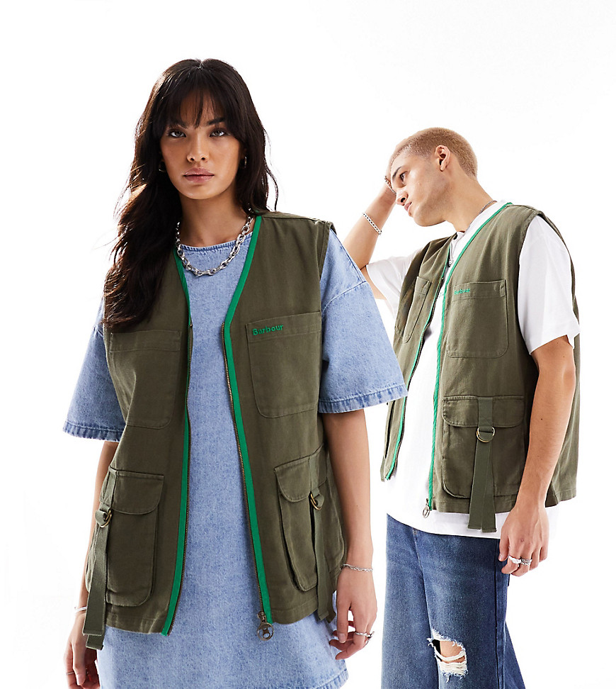 Barbour X Asos Unisex Holts Utility Vest In Green
