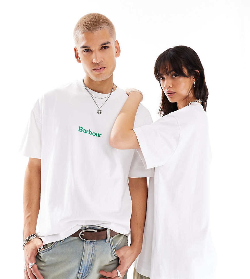 Barbour X Asos Unisex Marquee Logo T-shirt In White