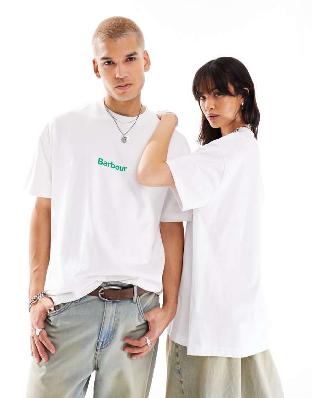 Barbour - x asos unisex marquee logo t-shirt in white