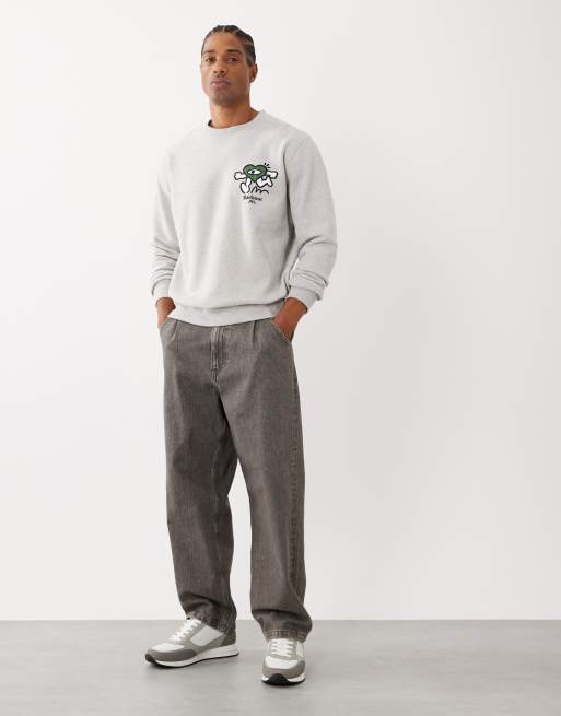 Barbour x Mul crewneck back print graphic sweatshirt in grey , 2 of 5