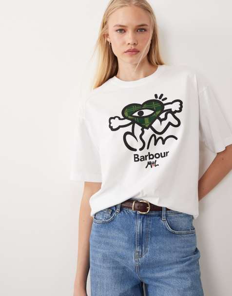 Barbour x Mul Ouseburn short sleeve graphic t-shirt in white - view 1