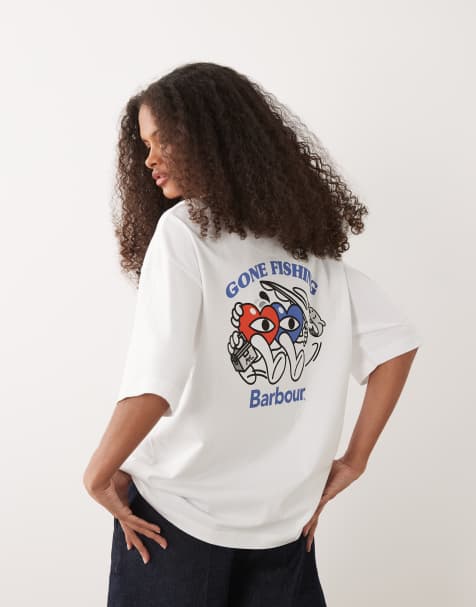 Barbour x Mul Tyne short sleeve graphic t-shirt in white - view 1