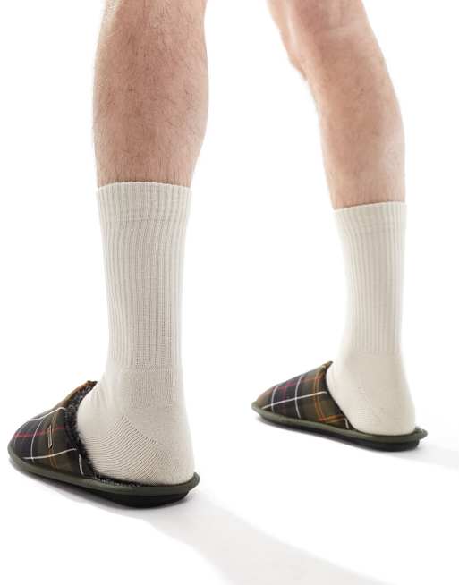 Barbour - Young - Chaussons style mules en fausse fourrure à carreaux écossais , 3 de 4
