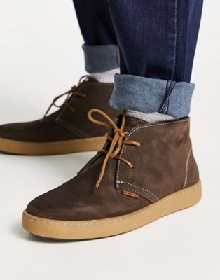 Barbour Yuma desert lace up nubuck boots in dark brown