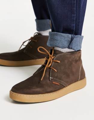 Barbour Yuma desert lace up nubuck boots in dark brown