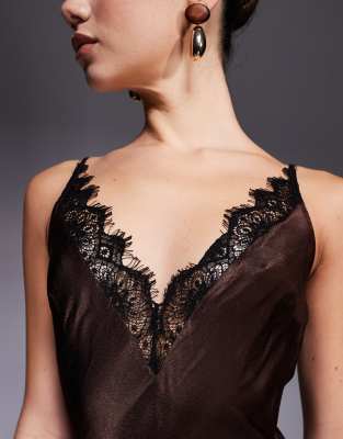 Bardot Aderia Lace Detail Maxi Dress In Brown