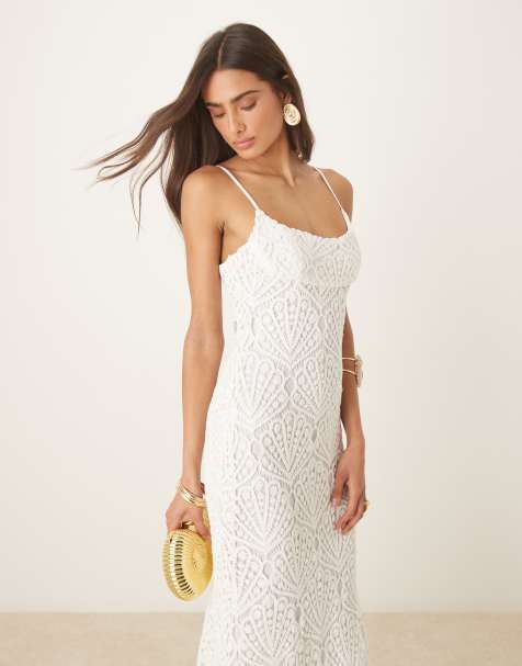 Bardot Adoni crochet midi dress in orchid white