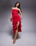 [Bardot] Bardot Agastina strapless maxi dress in deep red 12 Deep Red