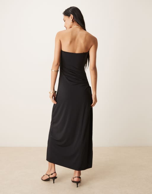 black miu miu dress Mugler black dress cutout ruched side - BOPF main image 1