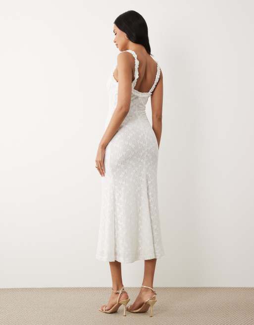 Bardot - Alegra - Exclusive - Midi cami-jurk van kant met stretch in wit, 3 van 4