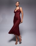 [Bardot] Bardot Alegra stretch lace midi dress in burgundy-Red 14 Burgundy