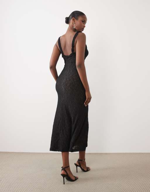 Bardot - Alegra - Vestito midi in pizzo stretch nero, 4 di 4