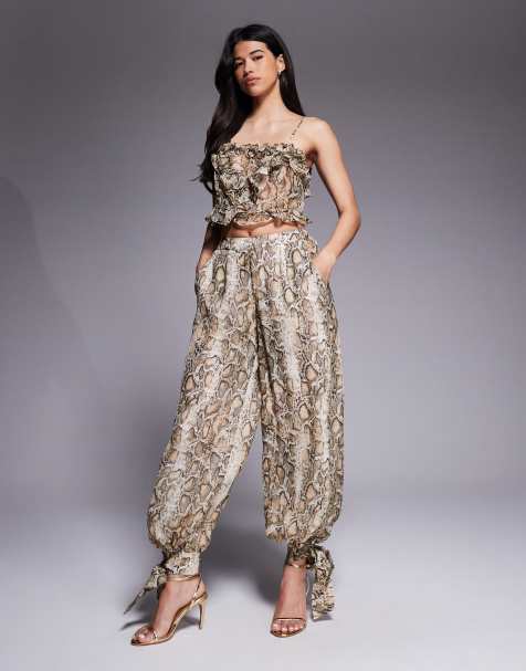 Bardot Alira chiffon balloon pant co-ord in snake print - view 1