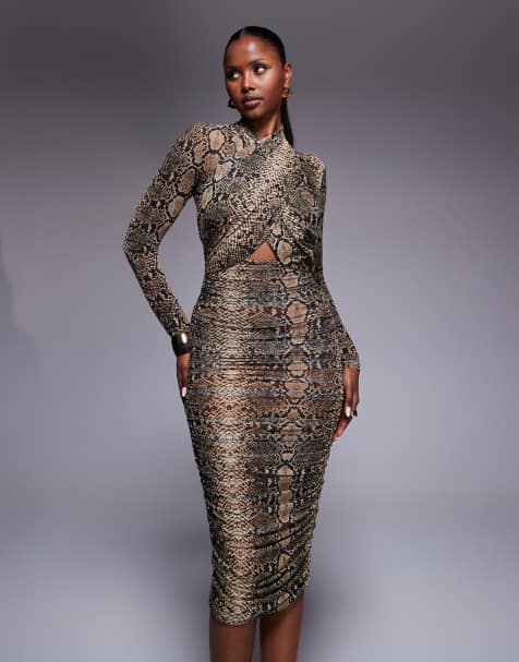 Bardot Aliyah printed midi dress in snake skin - view 1