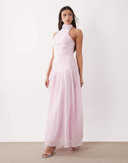 Bardot Ramie halter top and maxi skirt set in bliss pink, 3 of 3
