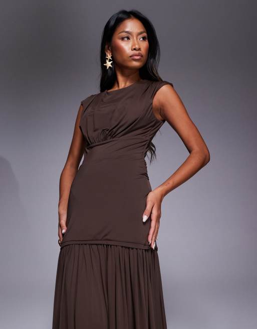 Bardot Annaise high neck maxi dress in chocolate | ASOS