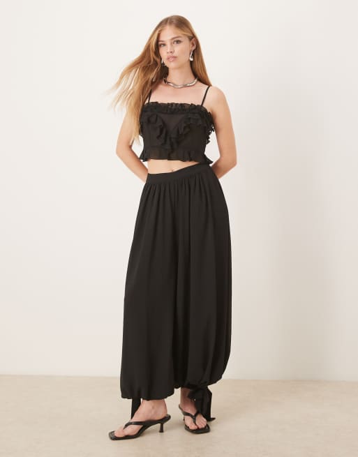 Bardot Arila frill detail crop top in black - part of a set, 2 of 4