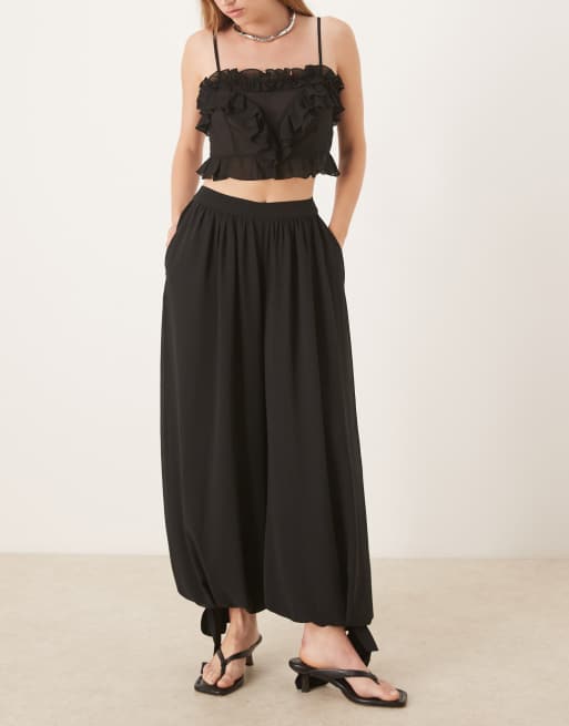 Bardot Arila soft balloon pants in black - part of a set | ASOS