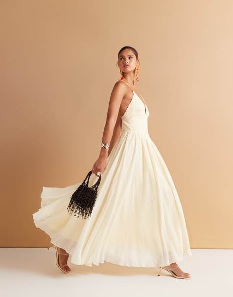 Bardot Arletha halter maxi dress in canary yellow