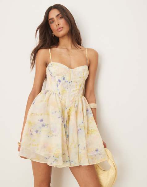 Bardot Ashta corset mini dress in soft yellow