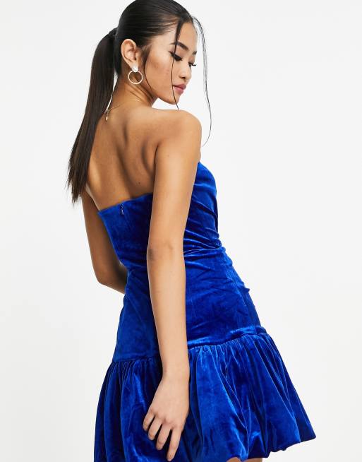 Blue velvet hot sale bardot dress