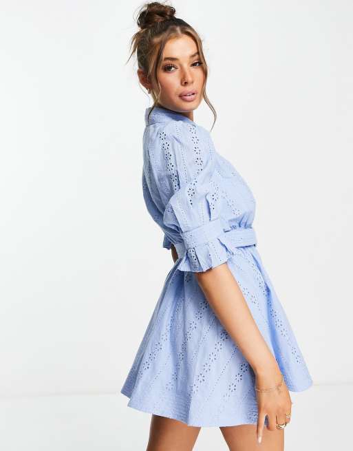 Eyelet blue outlet dress