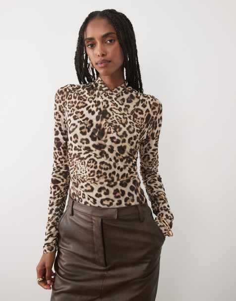 Bardot - Body de manga larga con estampado de leopardo de malla - view 1