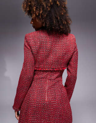 Bardot Karoline Boucle Cropped Jacket In Red
