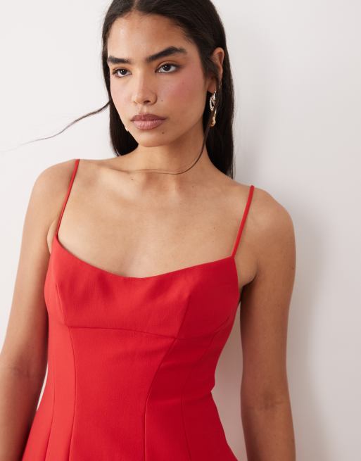 Bardot Branca structured cami mini dress in red, 3 of 4