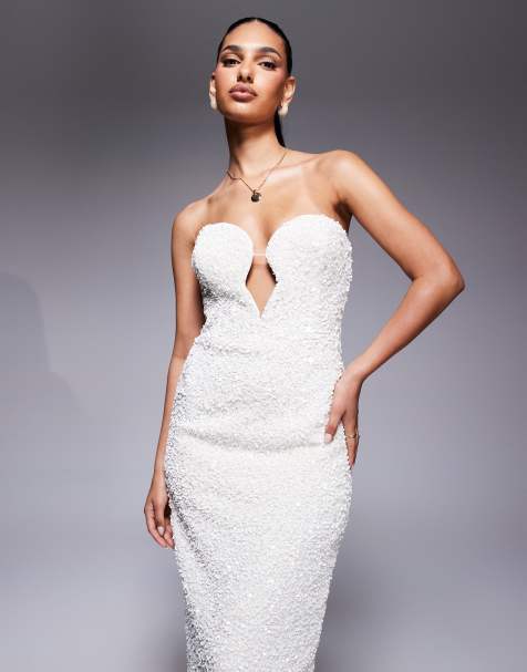 Bardot Braya sequin midi dress in ivory
