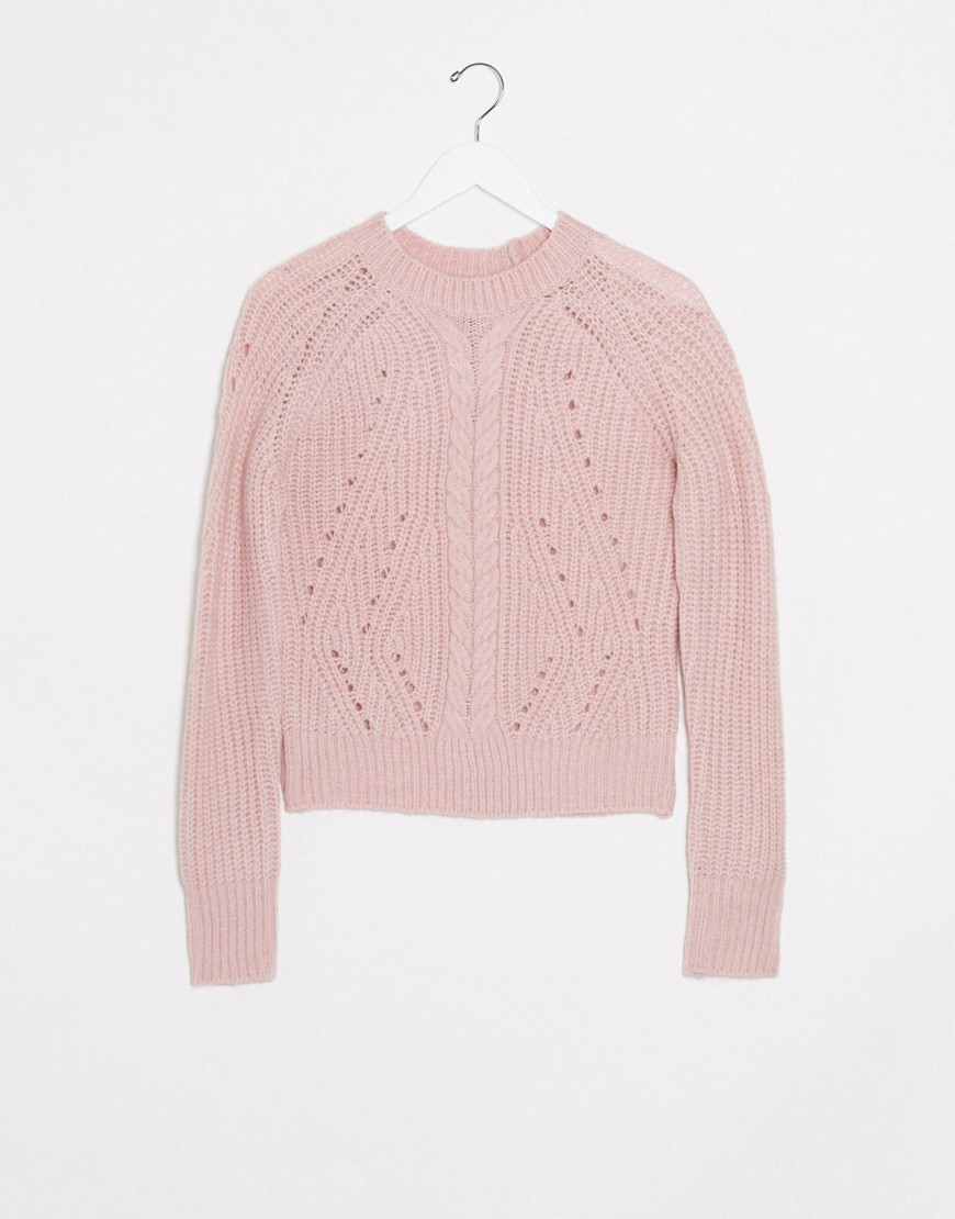 Bardot cable knit sweater in rose-Pink