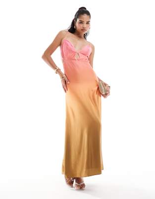 Bardot - Camisolekleid aus Satin in Rosa mit Farbverlauf