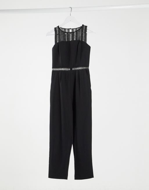 Bardot Combinaison Bordee De Dentelle Noir Asos