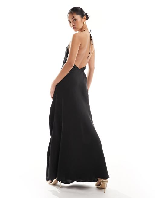 chinese dress ladies Shimmer Velvet Bardot Maxi Dress - Black Gold