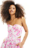 [Bardot] Bardot corset crop top in pink floral (part of a set) 6 Pink floral