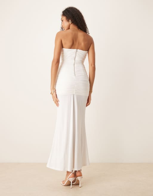 white christmas dresses Rinna Black Lace And Satin Bardot-Neck Maxi Dress – Club L London main image 0
