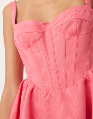 Bardot Corset-detail Skater Mini Dress In Pink