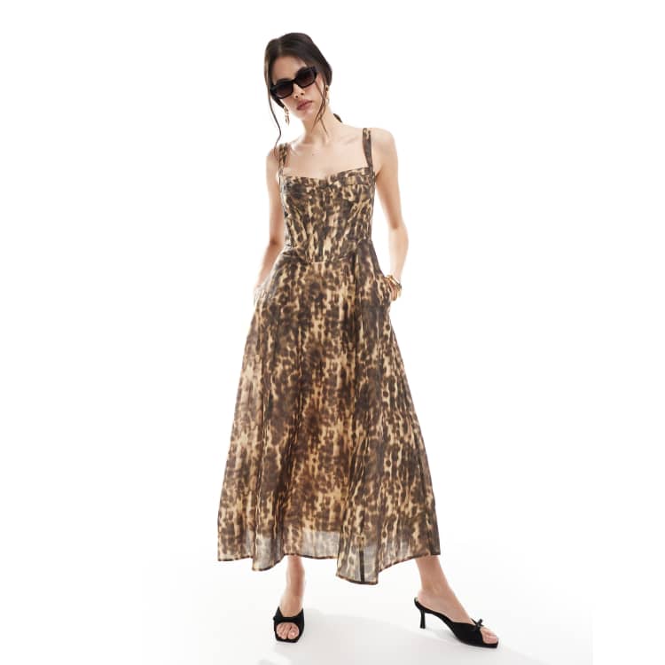 lilah corset dress in leopard Amazon.com: BARDOT Women's Lilah Corset Midi Dress, Leopard, Print, Brown,  2: Clothing, Shoes & Jewelry