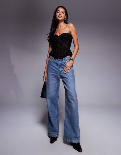 Bardot – Cristo – Czarny modelujący gorsetowy top bez ramiączek z koronki premium, 3 z 4