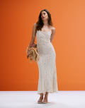 [Bardot] Bardot crochet maxi dress in beige-Neutral 6 Light Beige