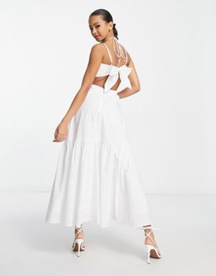 Bardot cut-out flowing midaxi dress in ivory