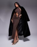 [Bardot] Bardot cut out maxi dress in brown 12 Chocolate Brown