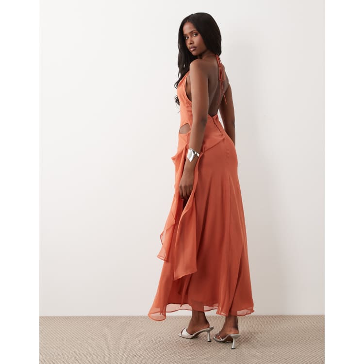 plunge open-back midaxi dress in blush pink Plunge Open-Back Midaxi Dress in Blush Pink