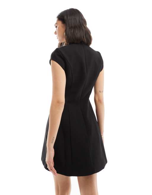 Bardot – Czarna usztywniana sukienka mini , 4 z 4